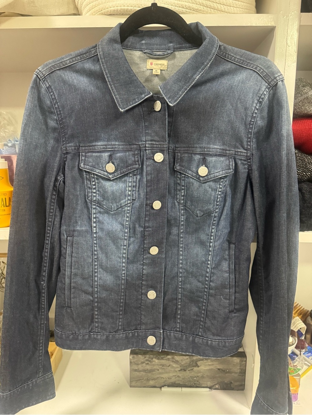 Cremieux Dark Wash Stretch Denim Trucker Jacket Size Medium - Picture 3 of 6